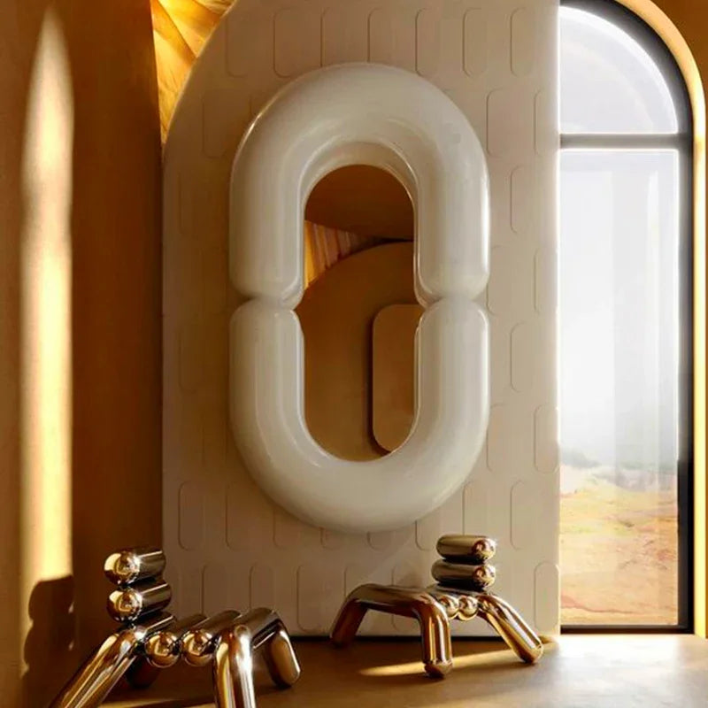 Oval Black Wall Mirror | Girl Aesthetic Nordic Design with Long Decorative Frame | Funky Memphis Style Bathroom & Household Mirror - POUEV