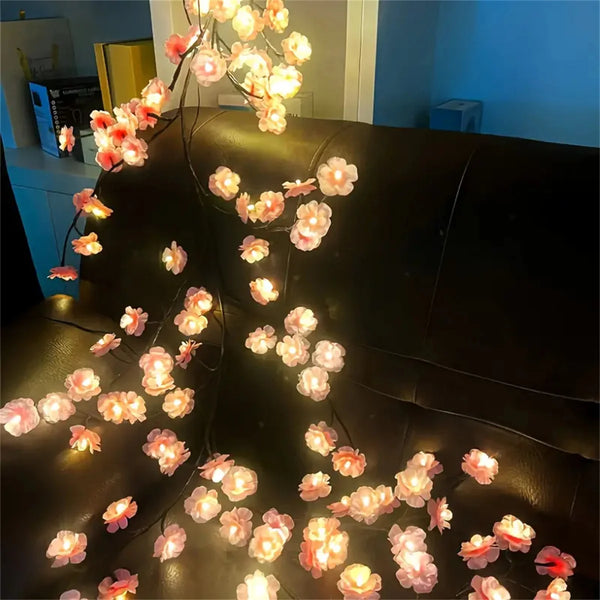 Cherry Blossom 96 LED USB Tree Branch Rattan Lights | 8 Modes Colorful String Lamp - POUEV