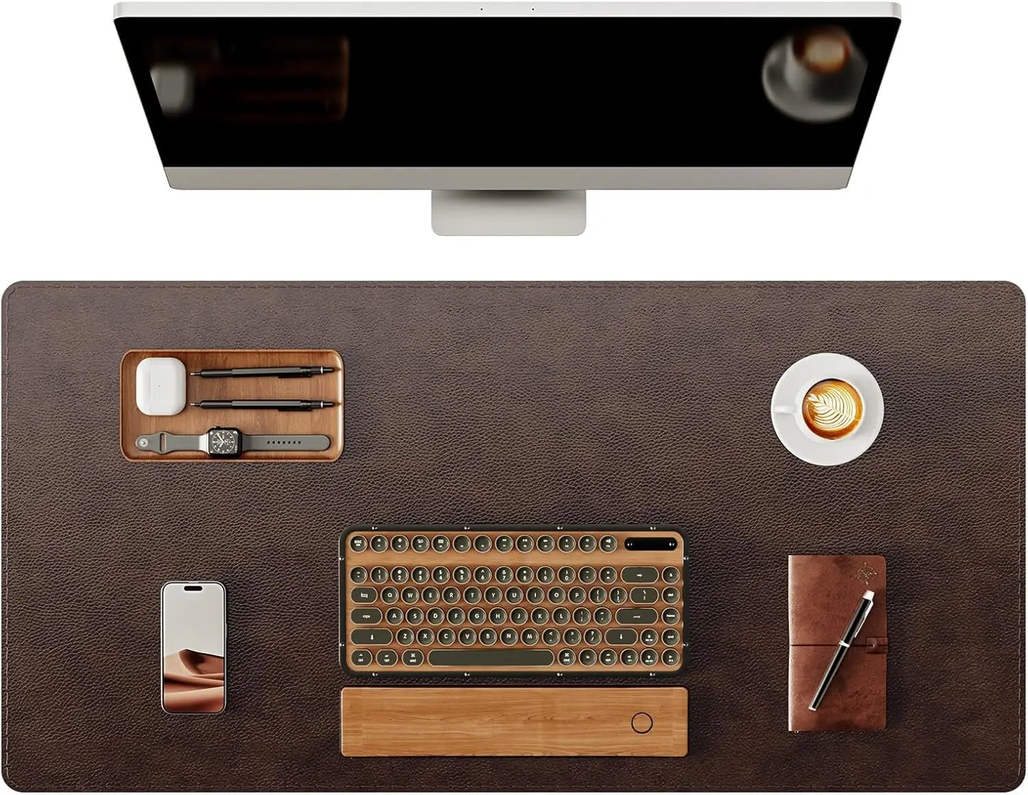 Bureau onderlegger | Echt kalfsleer | Antislip en bureaubescherming - POUEV