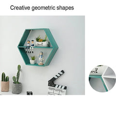Nordic Style Wooden Hexagonal Wall Shelf - POUEV
