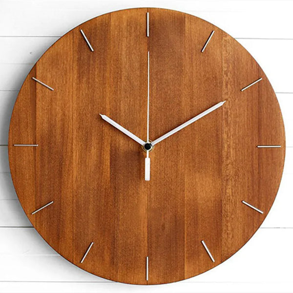 Modern Round Wooden Wall Clock | Silent Non-Ticking Quartz Clock for Home & Office