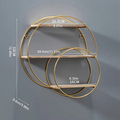 Modern Gold Iron Wall Shelf | No-Drill Floating Storage Rack - POUEV