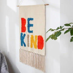 Macrame Wall Hanging Tapestry | Nordic Cotton Tassel Handmade Woven Bohemian Geometric Canvas Cloth - POUEV