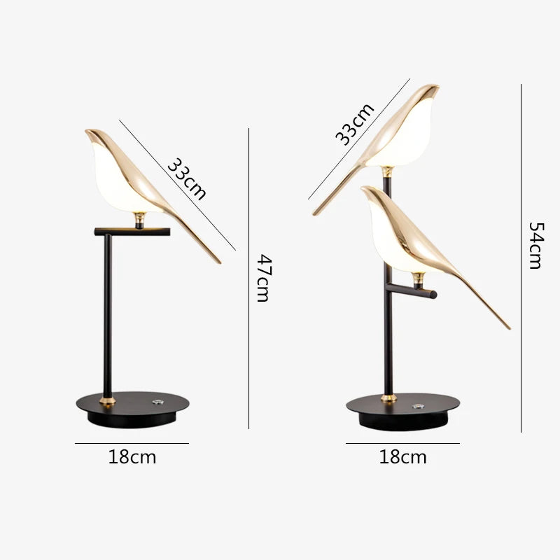 Modern LED Magpie Bird Table Lamp | Elegant Reading & Bedside Light for Home Décor - POUEV