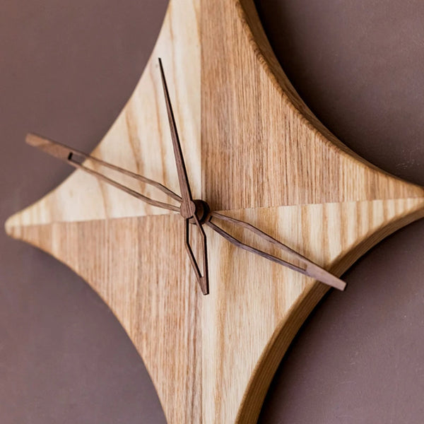 Star-Shaped Solid Wood Wall Clock | Stylish & Natural Wall Décor
