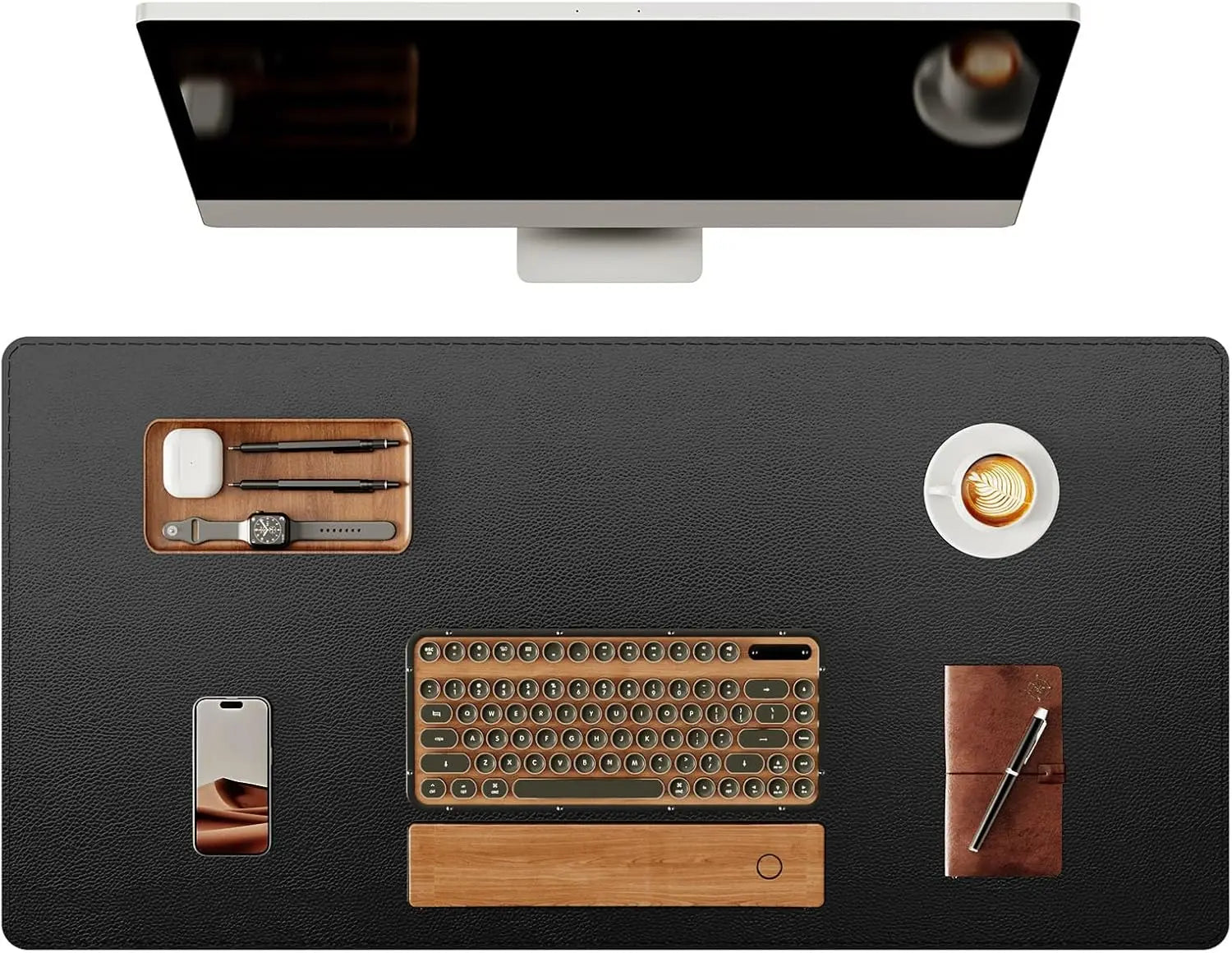 Bureau onderlegger | Echt kalfsleer | Antislip en bureaubescherming - POUEV