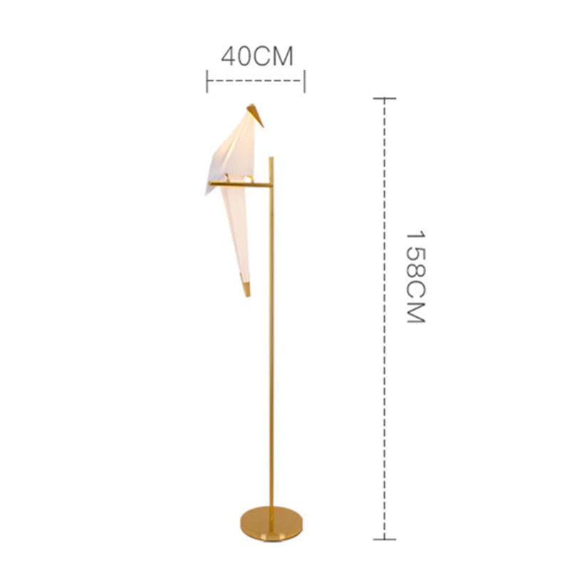Perch Light Floor Lamp | LED Designer Gold Origami Bird Standing Lamp - POUEV