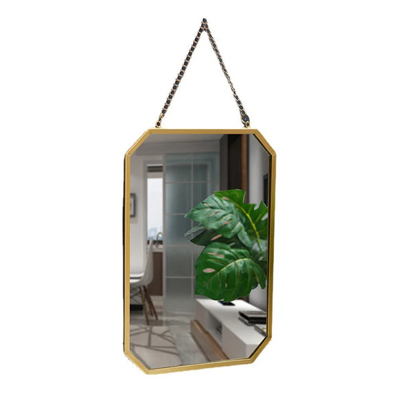 Nordic-Style Rectangular Wall-Mounted Mirror | Minimalist Iron Frame Makeup & Bathroom Mirror - POUEV