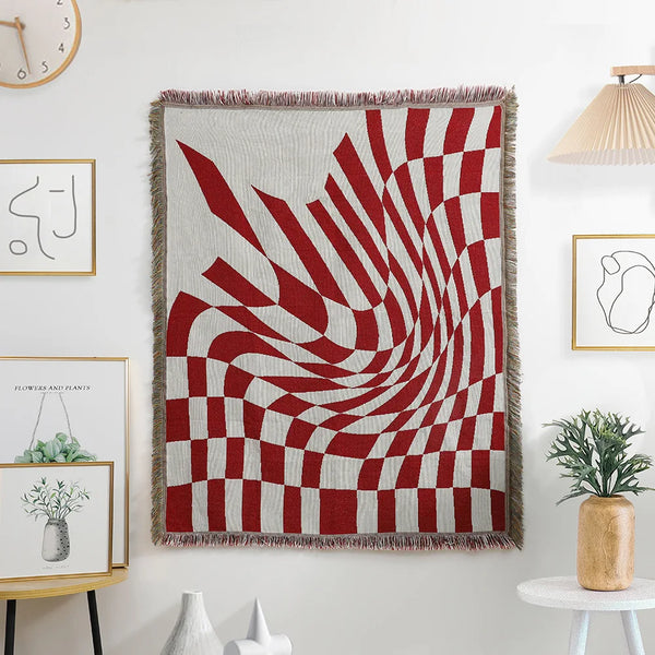 Blue Checkerboard Tapestry | Versatile Throw Blanket & Home Decor - POUEV