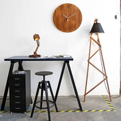 Modern Round Wooden Wall Clock | Silent Non-Ticking Quartz Clock for Home & Office