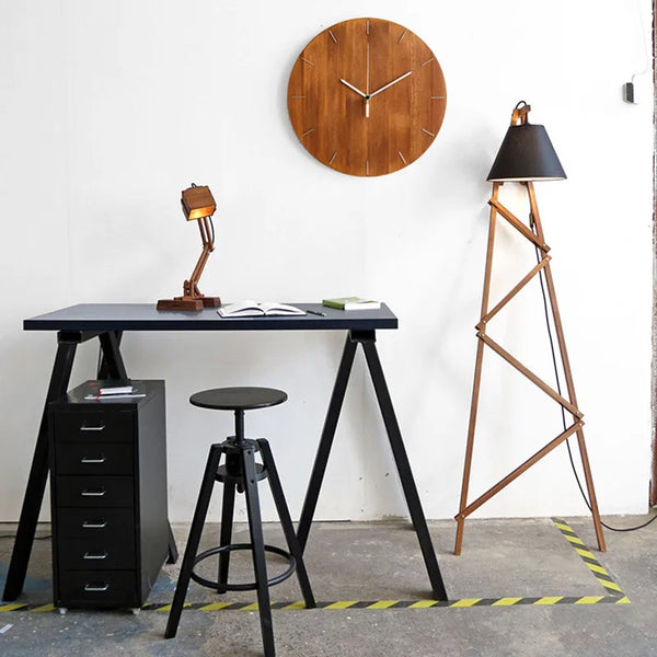 Modern Round Wooden Wall Clock | Silent Non-Ticking Quartz Clock for Home & Office