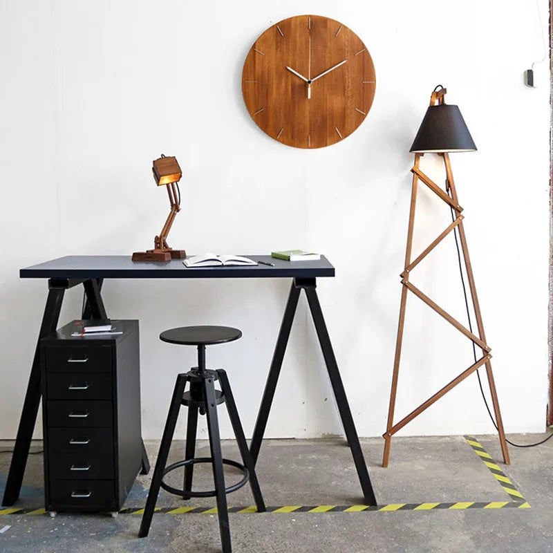 Modern Round Wooden Wall Clock | Silent Non-Ticking Quartz Clock for Home & Office