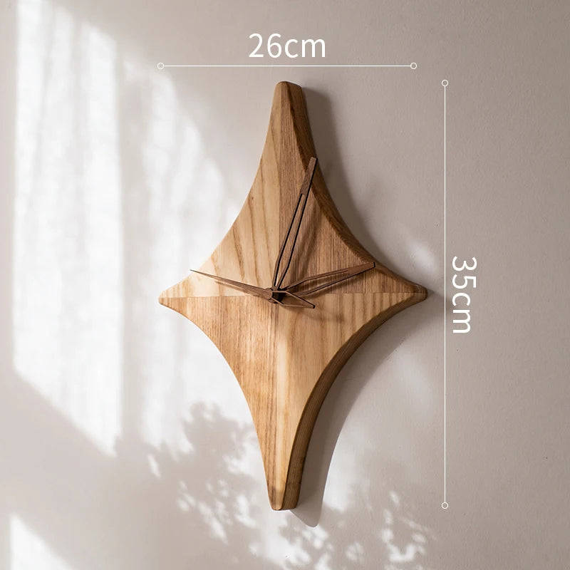 Star-Shaped Solid Wood Wall Clock | Stylish & Natural Wall Décor