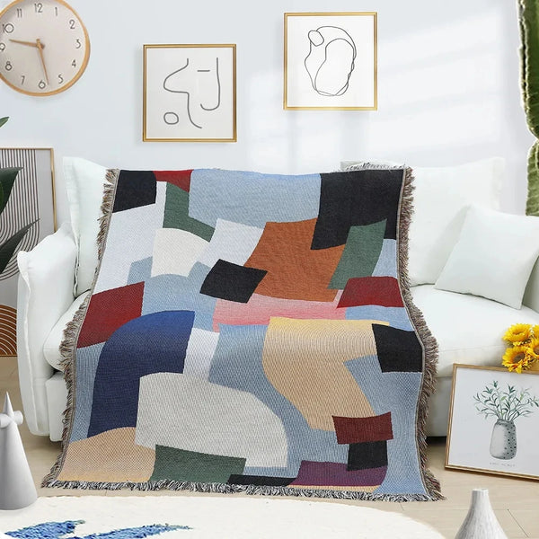 Nordic Geometric Tapestry | Luxury Sofa Cover & Decorative Blanket - POUEV