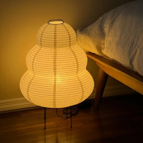 Japanese Style LED Rice Paper Desk Lamp | Tricolor Dimming Art Light - POUEV