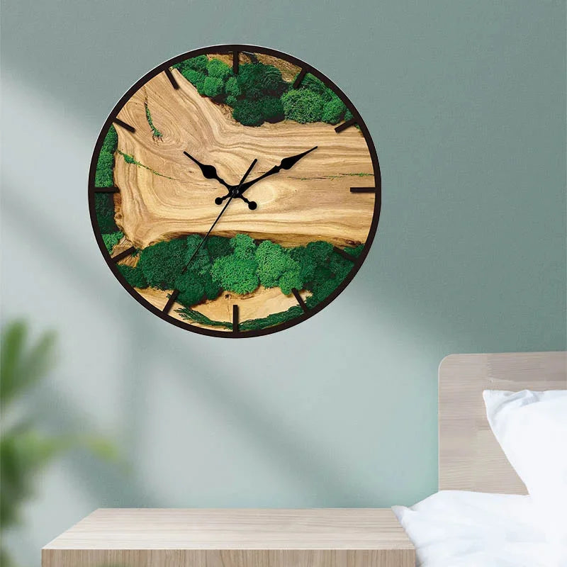 Minimalist Transparent Wall Clock | Silent Acrylic Wood Grain Design
