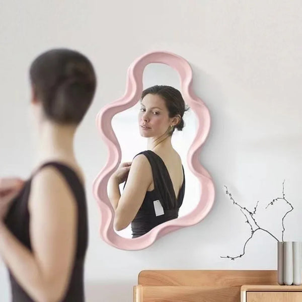 Ins Cloud Shaped Mirror | Cute Wall Mirror for Bedroom, Bathroom & Living Room | Kawaii Makeup Mirror & House Decoration - POUEV