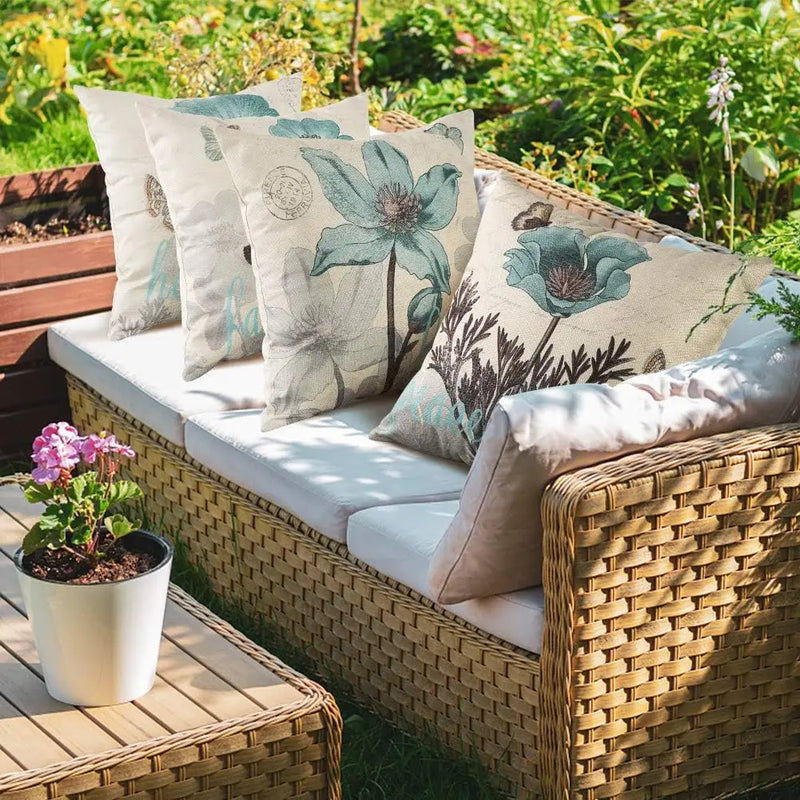 Linnen Kussenhoes Set | Bloemenmotief voor Decoratie - POUEV