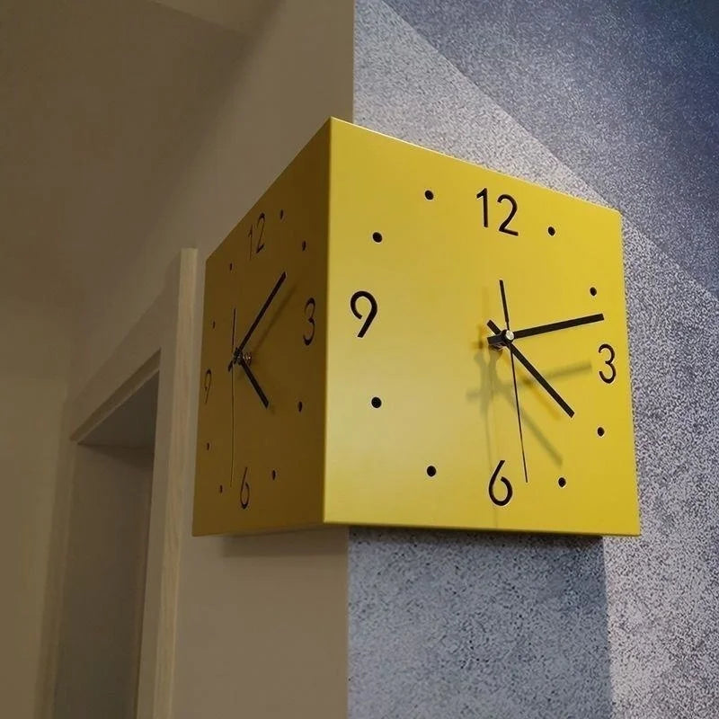 Modern Double-Sided Corner Wall Clock | Silent & Light-Sensitive Design
