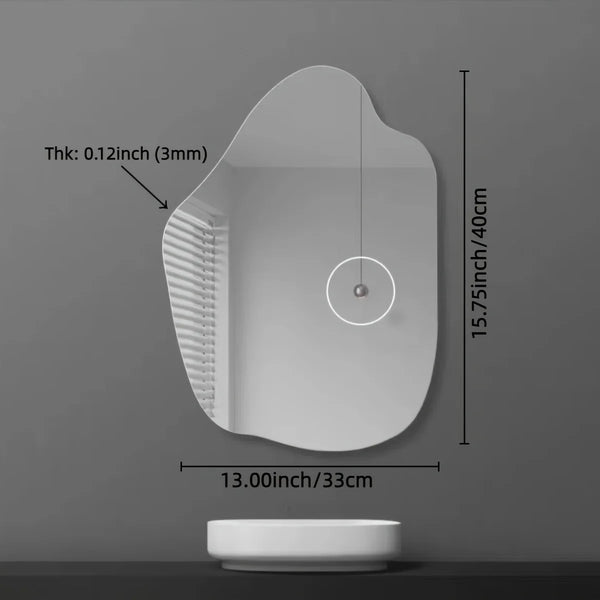 Irregular Acrylic Mirror | Shatterproof, Non-Glass Wall Mirror for Modern Home Décor – Bedroom, Bathroom, Living Room - POUEV