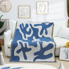 Textile City Blue Coral Tapestry | Stylish Throw Blanket & Sofa Cover - POUEV