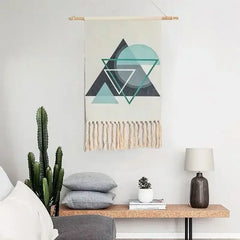 Macrame Wall Hanging Tapestry | Nordic Cotton Tassel Handmade Woven Bohemian Geometric Canvas Cloth - POUEV