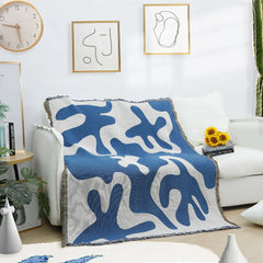 Textile City Blue Coral Tapestry | Stylish Throw Blanket & Sofa Cover - POUEV
