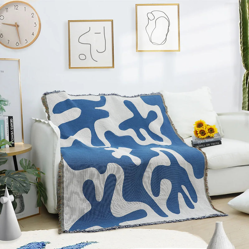 Textile City Blue Coral Tapestry | Stylish Throw Blanket & Sofa Cover - POUEV