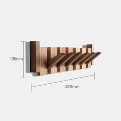 Wall-Mounted Coat Rack | Beech & Walnut Hook Hanger with Foldable Shelf | Wooden Home Decor for Bedroom Closets - POUEV