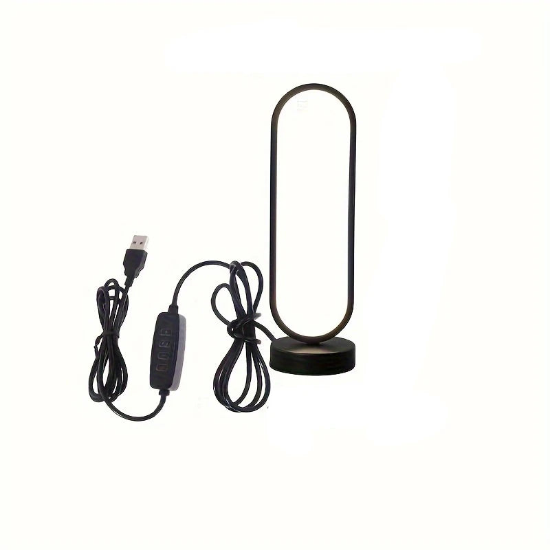 Modern LED Ring Lamp | Three-Color Dimmable Bedside Night Light - POUEV