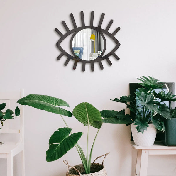 Eye Shaped Wall Mirror | Boho Artistic Design for Entryway & Bathroom | Wall Mounted Home Décor - POUEV