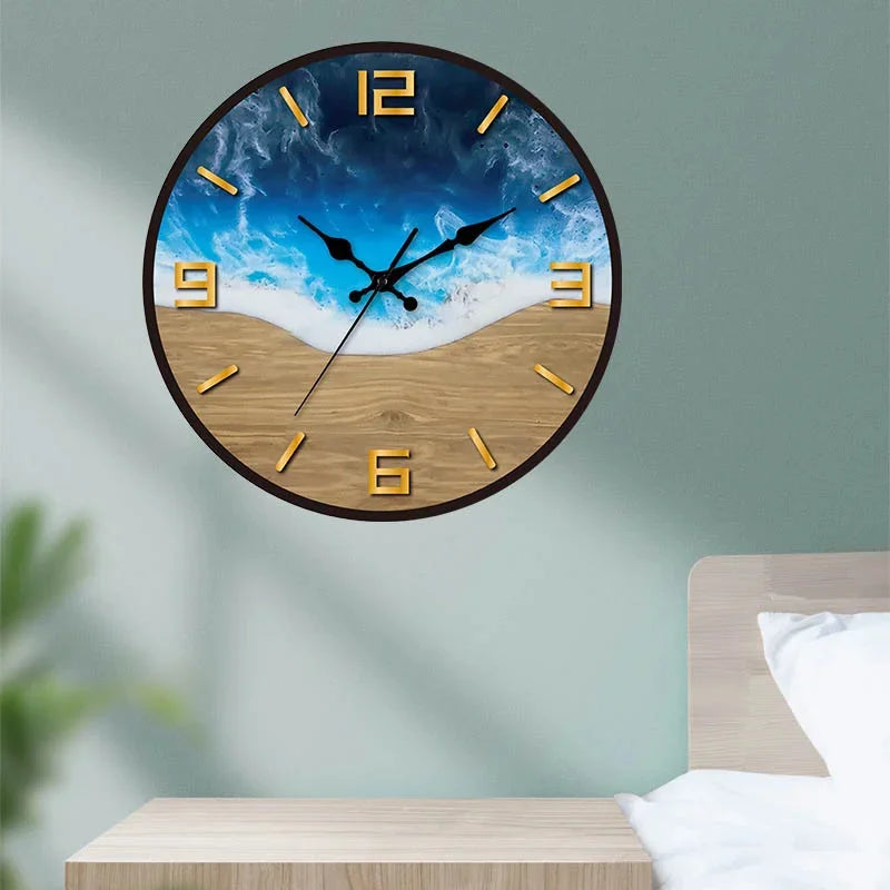 Minimalist Transparent Wall Clock | Silent Acrylic Wood Grain Design