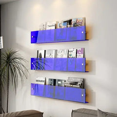 Transparent Acrylic Wall Shelf | Magazine & Book Storage Rack - POUEV