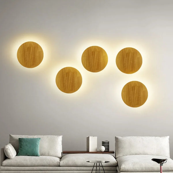 Wooden LED Wall Lamp | Modern Circular Design