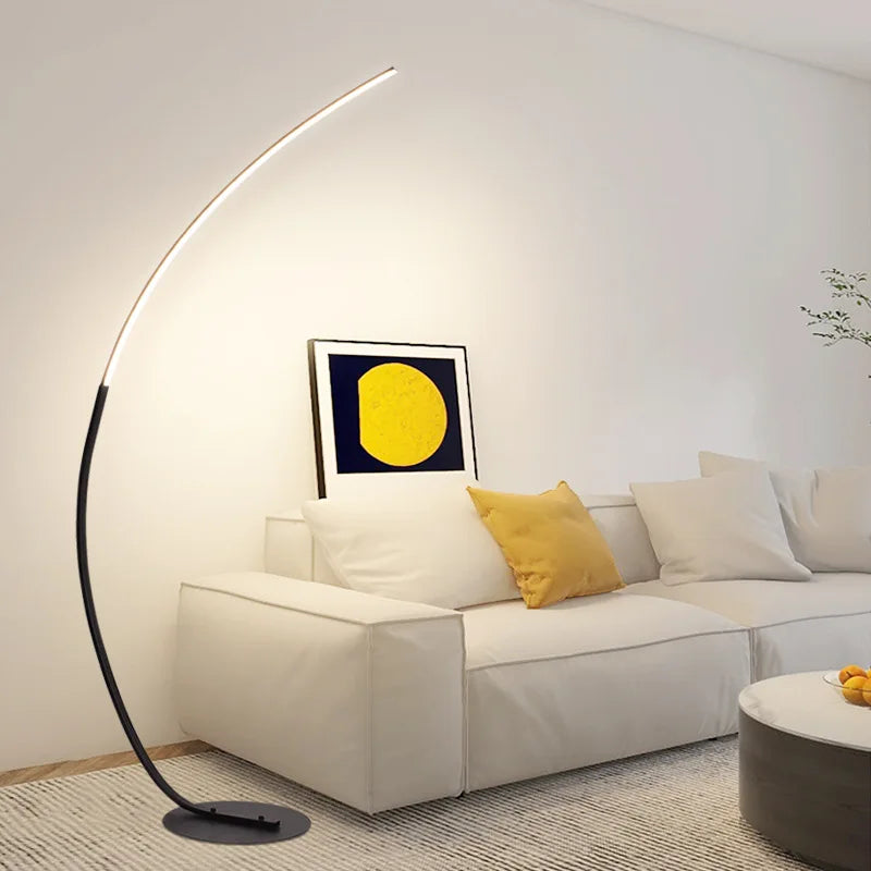 Nordic LED Corner Floor Lamp | Remote Dimmable Black & White Standing Light - POUEV