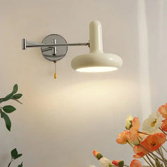 Minimalist LED Wall Lamp | Nordic Cream-Style Bedside Light | Retractable E27 Wall Sconce - POUEV