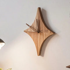 Star-Shaped Solid Wood Wall Clock | Stylish & Natural Wall Décor