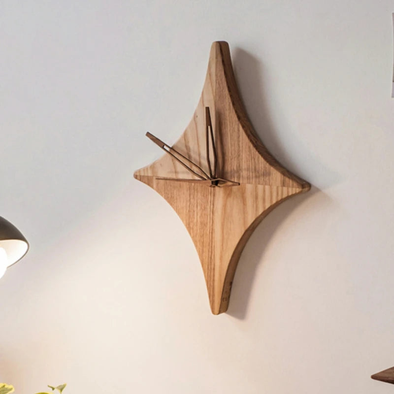 Star-Shaped Solid Wood Wall Clock | Stylish & Natural Wall Décor