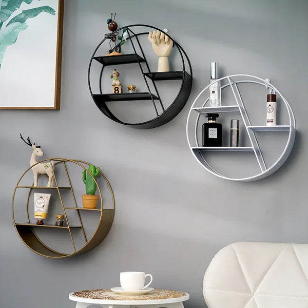 Wall-Mounted Circular Floating Shelf | Decorative Nordic Storage Rack for Plants & Décor - POUEV