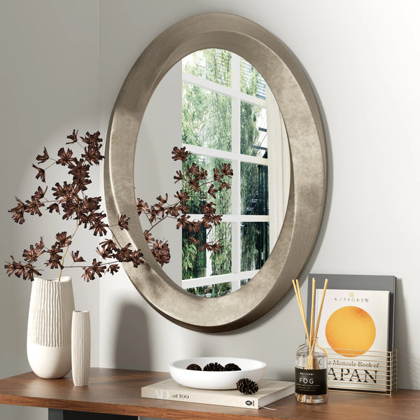 Oval Wall Mirror with Beveled Edge | Elegant Baroque Gold Framed Accent Mirror for Bathroom & Vanity Decor - POUEV