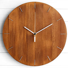 Modern Round Wooden Wall Clock | Silent Non-Ticking Quartz Clock for Home & Office