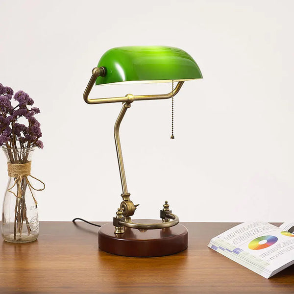 American Retro Old Shanghai Green Glass Bedside Lamp | Reading & Desk Lamp - POUEV