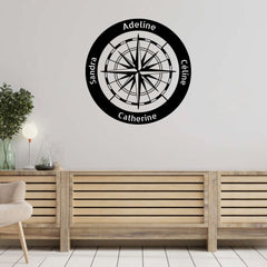 Metalen wanddecoratie – Aangepast kompas ontwerp – Duurzaam materiaal, decoratief accessoire