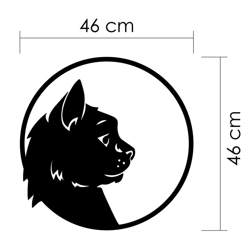Metalen wanddecoratie | Kattenprofiel | Duurzaam ontwerp voor unieke wandversiering