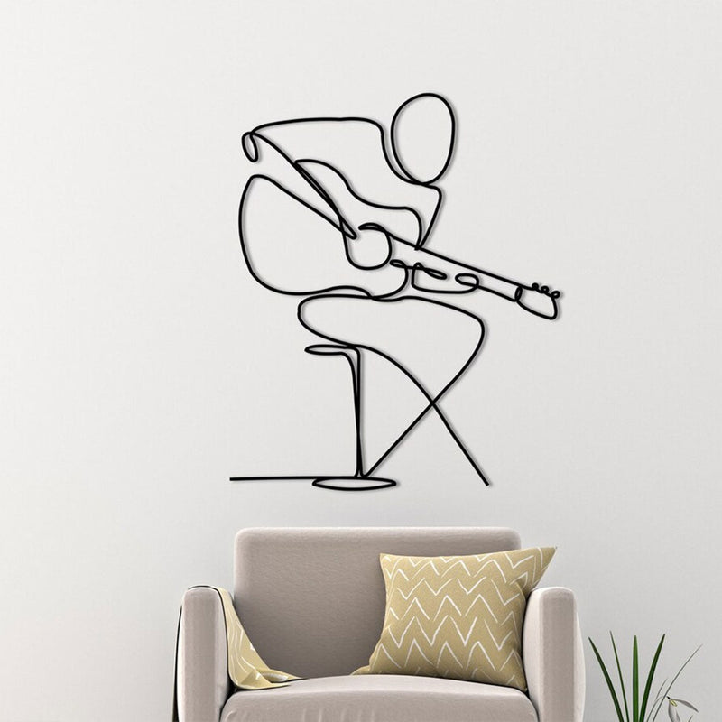 Metalen wanddecoratie – Gitarist Design – Duurzaam Materiaal, Unieke Wandkunst