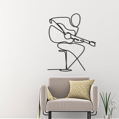 Metalen wanddecoratie – Gitarist Design – Duurzaam Materiaal, Unieke Wandkunst
