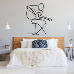 Metalen wanddecoratie – Gitarist Design – Duurzaam Materiaal, Unieke Wandkunst