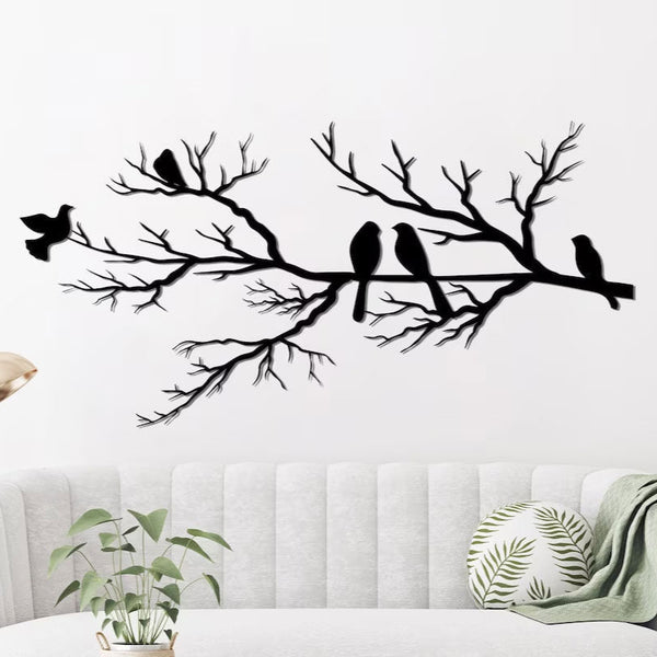 Metalen wanddecoratie – Vogels op tak – Duurzaam en decoratief ontwerp - POUEV