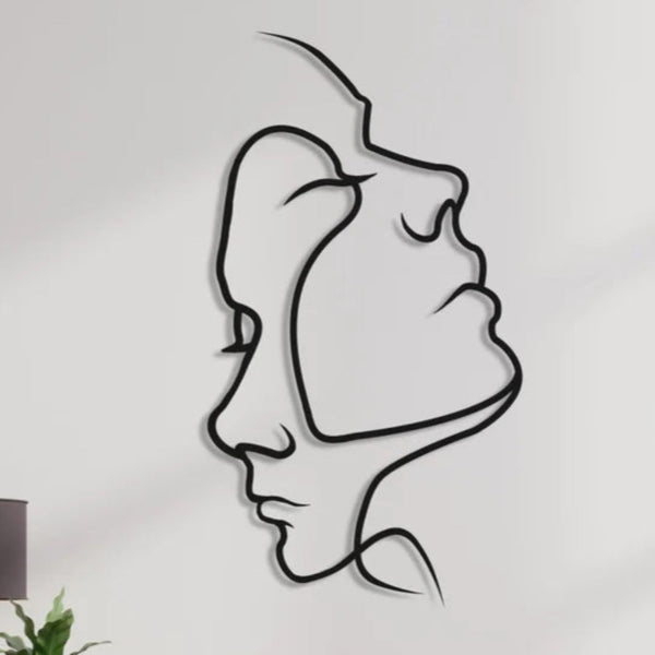 Metalen wanddecoratie – Twee Gezichten Design – Duurzaam Materiaal, Uniek Kunstwerk - POUEV