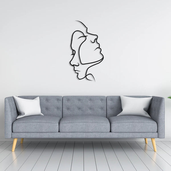 Metalen wanddecoratie – Twee Gezichten Design – Duurzaam Materiaal, Uniek Kunstwerk - POUEV